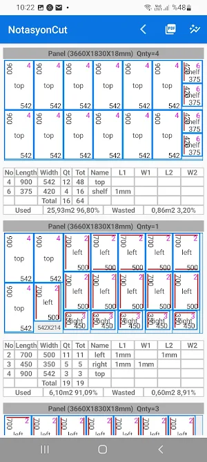 NotasyonCut Cutting Optimizer Screenshot 3