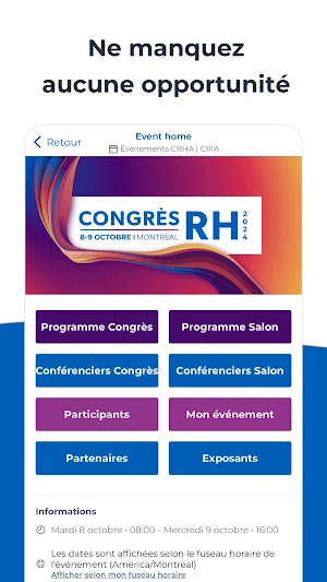 Événements CRHA | CRIA Screenshot 1