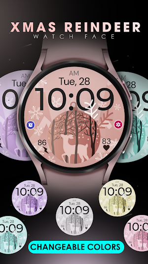 Xmas Reindeer pink watch face Screenshot 2
