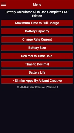 Battery Calculator All in One Complete PRO Edition Screenshot 0