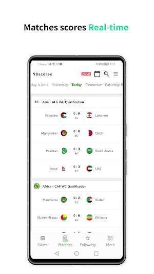 90Scores: Soccer scores, Stats Screenshot 2