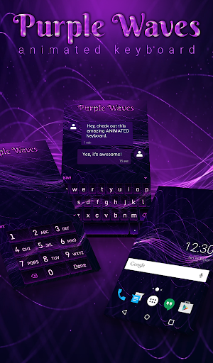 Purple Waves Animated Keyboard + Live Wallpaper Screenshot 0