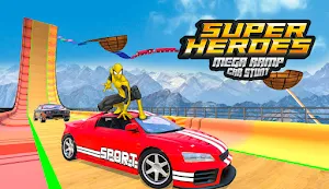 Superhero Mega Ramp Car Stunt Races: Well of Death Screenshot 3