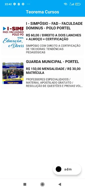 Teorema de Cursos Screenshot 1