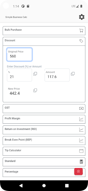 Simple Business Calculation Screenshot 2
