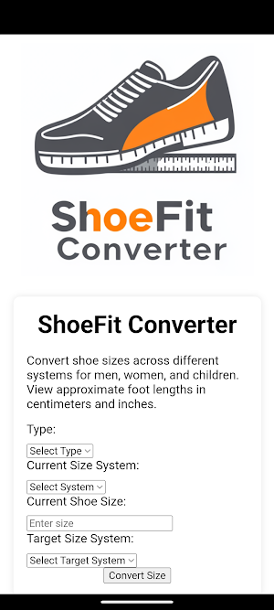 Universal Shoe Size Converter Screenshot 0
