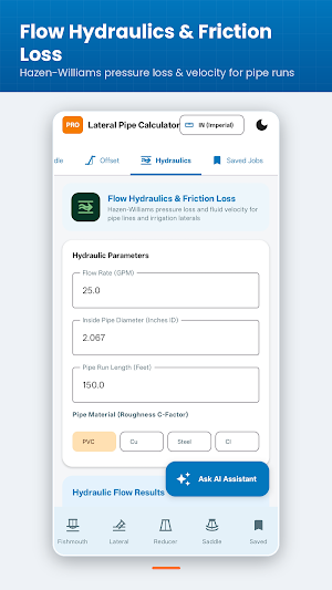 Lateral Pipe Calculator Screenshot 1