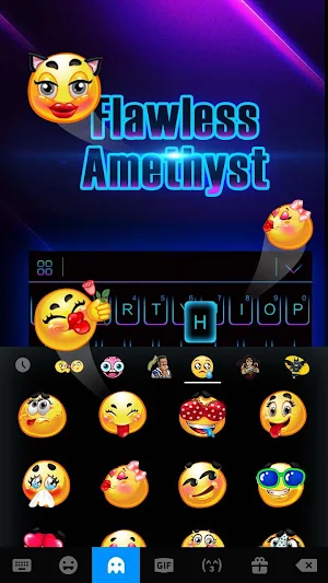 Black Neon 3D Keyboard Theme Screenshot 2
