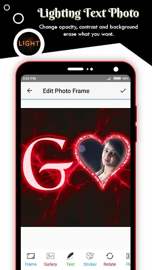 Lighting Text Photo Frame Screenshot 1