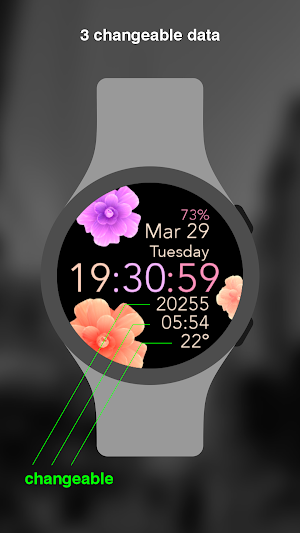 Animated Flowers Watch Face Screenshot 1