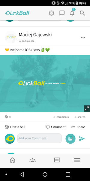 LinkBall ClubApp Demo 1 Screenshot 1