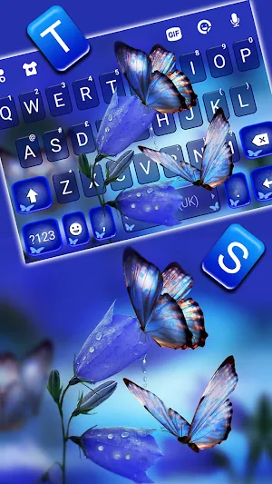 Blue Butterflies Keyboard Background Screenshot 1