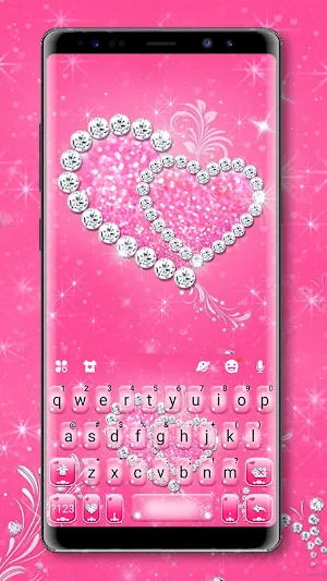 Pink Love Diamonds Keyboard Theme Screenshot 0