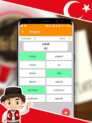 Salom! Turkcha - turk tili so'zlarni o'rganish Screenshot 2