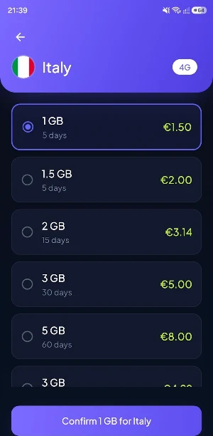 SkySim eSIM Screenshot 1