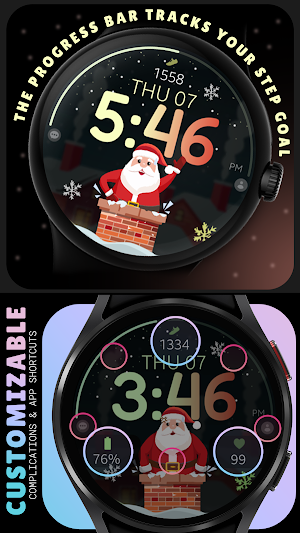 Santa Steps digital watch face Screenshot 2