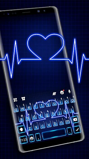 Neon Blue Heartbeat Keyboard Theme Screenshot 0