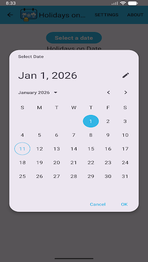 Holidays on a day Screenshot 1