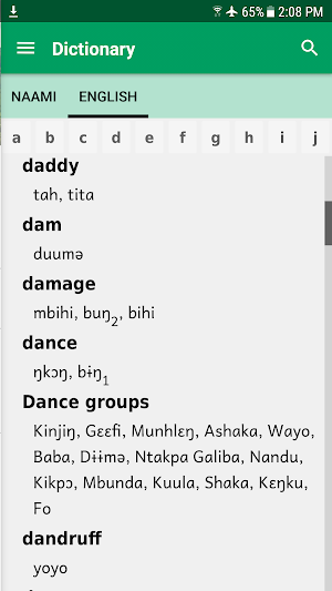 Naami-English Dictionary Screenshot 2