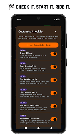 Motorcycle Pre-Ride Checklist Screenshot 3
