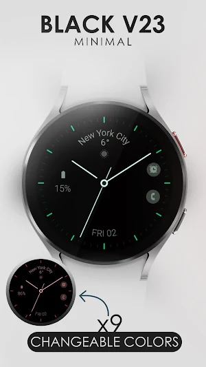 Minimal black v23 watch face Screenshot 2