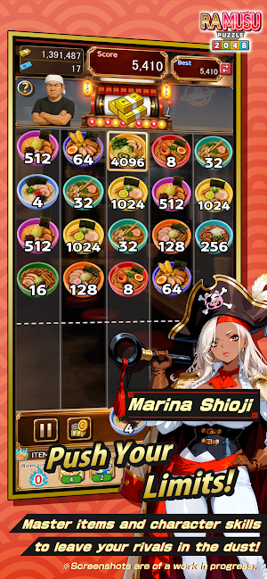 RAMUSU:Ramen Girls 2048 Puzzle Screenshot 2