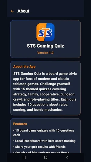 STS Gaming Quiz Screenshot 0