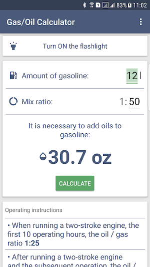 Gas/Oil Calculator Screenshot 0