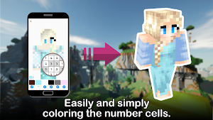 MCPE Skin Pixel World for Minecraft Color byNumber Screenshot 0