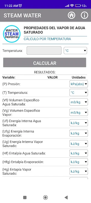 STEAM WATER CALCULATOR Screenshot 2