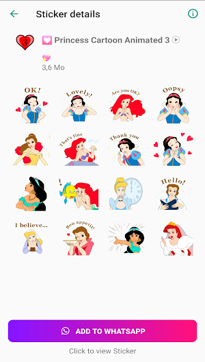 Princess Animated Stickers Screenshot 0