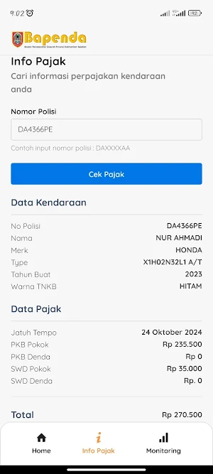 Info Monitoring Pajak Kalsel Screenshot 3