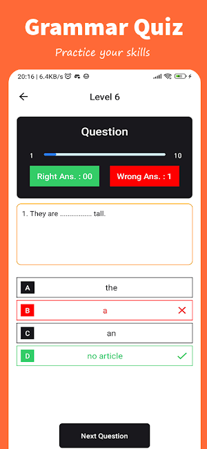 English Grammar Test & quiz Screenshot 1