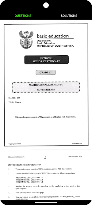 Grade 12 Mathematics Literacy Screenshot 1