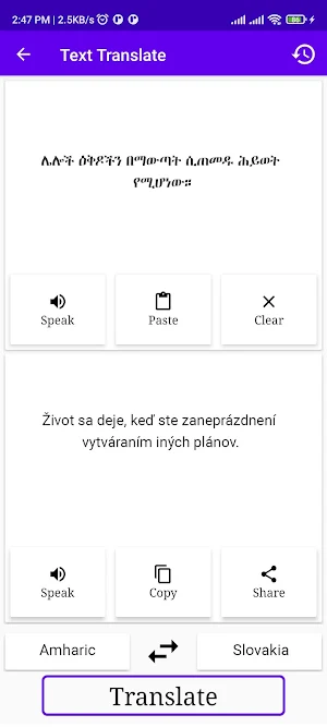 Amharic To Slovakia Translator Screenshot 1
