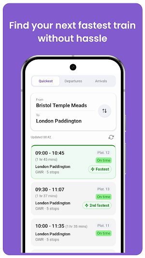 VelociGo: Live Train Times Screenshot 0