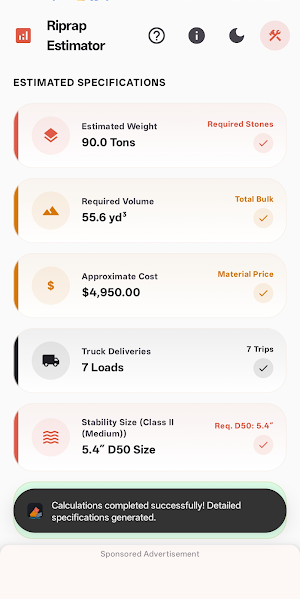 Rip Rap Calculator Screenshot 1