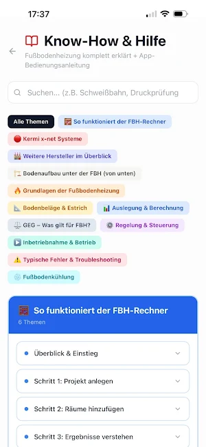 Fußbodenheizung Auslegung Screenshot 2