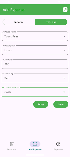 Account Book Screenshot 1