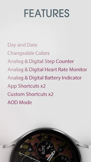 Flowers Analog Watch Face Screenshot 2