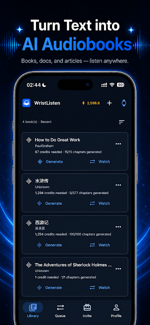 WristListen - AI Audiobooks Screenshot 0