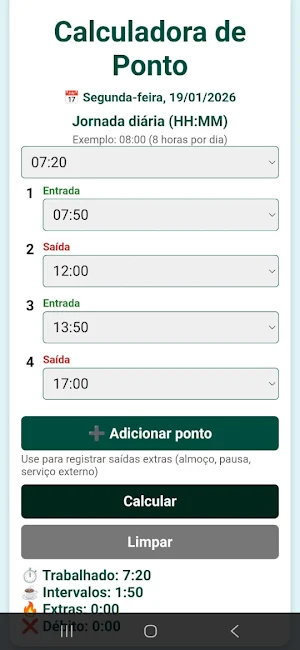 Calculadora de Ponto Screenshot 2