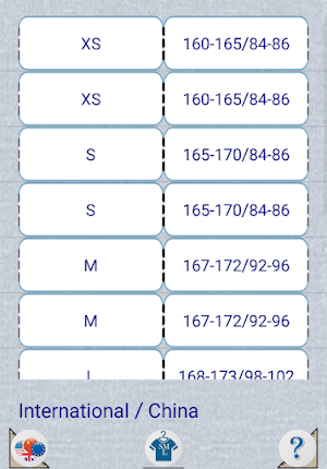 Clothing Size Converter Screenshot 1