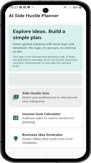 AI Side Hustle Planner Screenshot 0