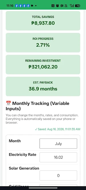 Solar Savings Tracker PH Screenshot 1