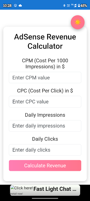 AdSense Revenue Calculator Screenshot 0