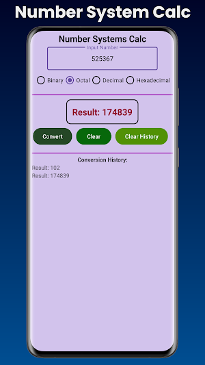 Number Systems Calc Screenshot 2
