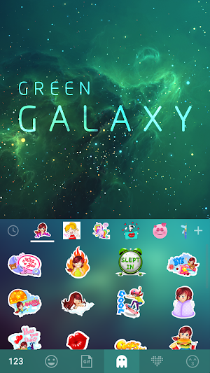 Green Galaxy Keyboard Theme Screenshot 2