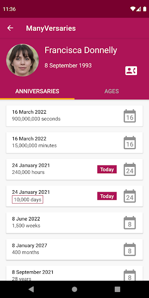 ManyVersaries - Birthdays and anniversaries Screenshot 1