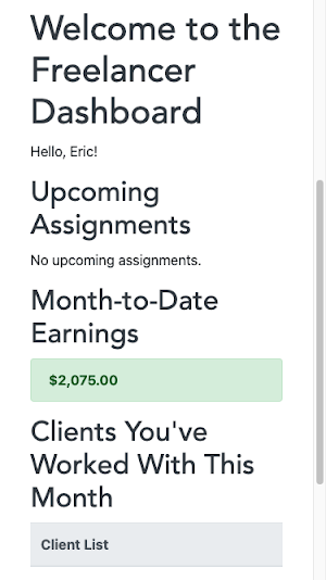 Freelancer Dashboard Screenshot 0